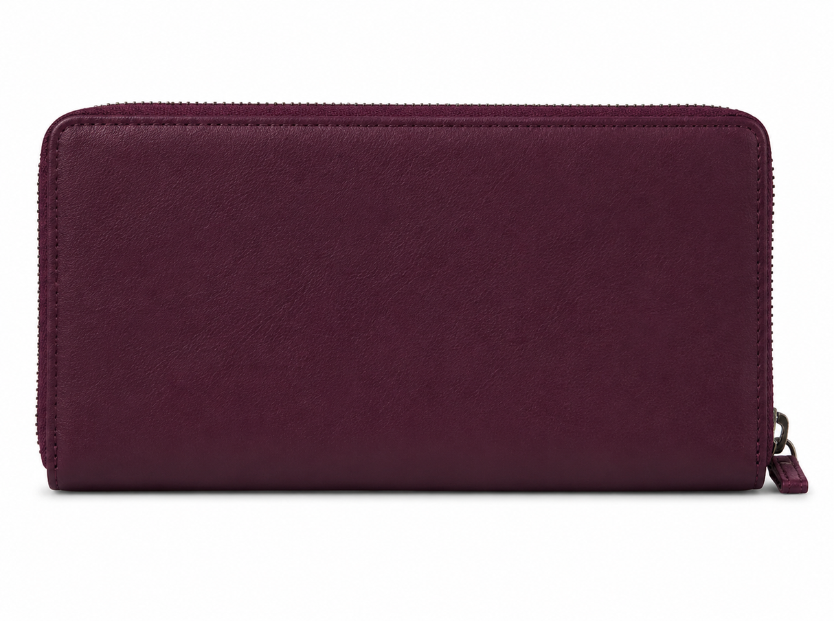 Pierre Cardin Womens Leather Zip Around Wallet RFID Blocking w/ Wristlet in Wine