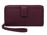 Pierre Cardin Womens Leather Zip Around Wallet RFID Blocking w/ Wristlet in Wine