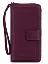Pierre Cardin Womens Leather Zip Around Wallet RFID Blocking w/ Wristlet in Wine