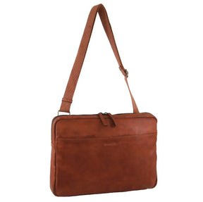 Pierre Cardin Mens Italian Leather 15" Laptop Business Bag - Cognac