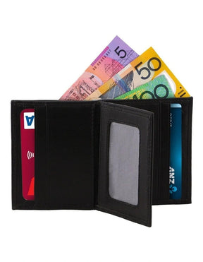 Pierre Cardin Mens Slim Bi-Fold Leather Wallet Rustic w/ RFID Protection in Black