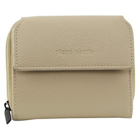 Pierre Cardin Ladies Leather Tri-Fold Tab Zip Around Wallet - Cement