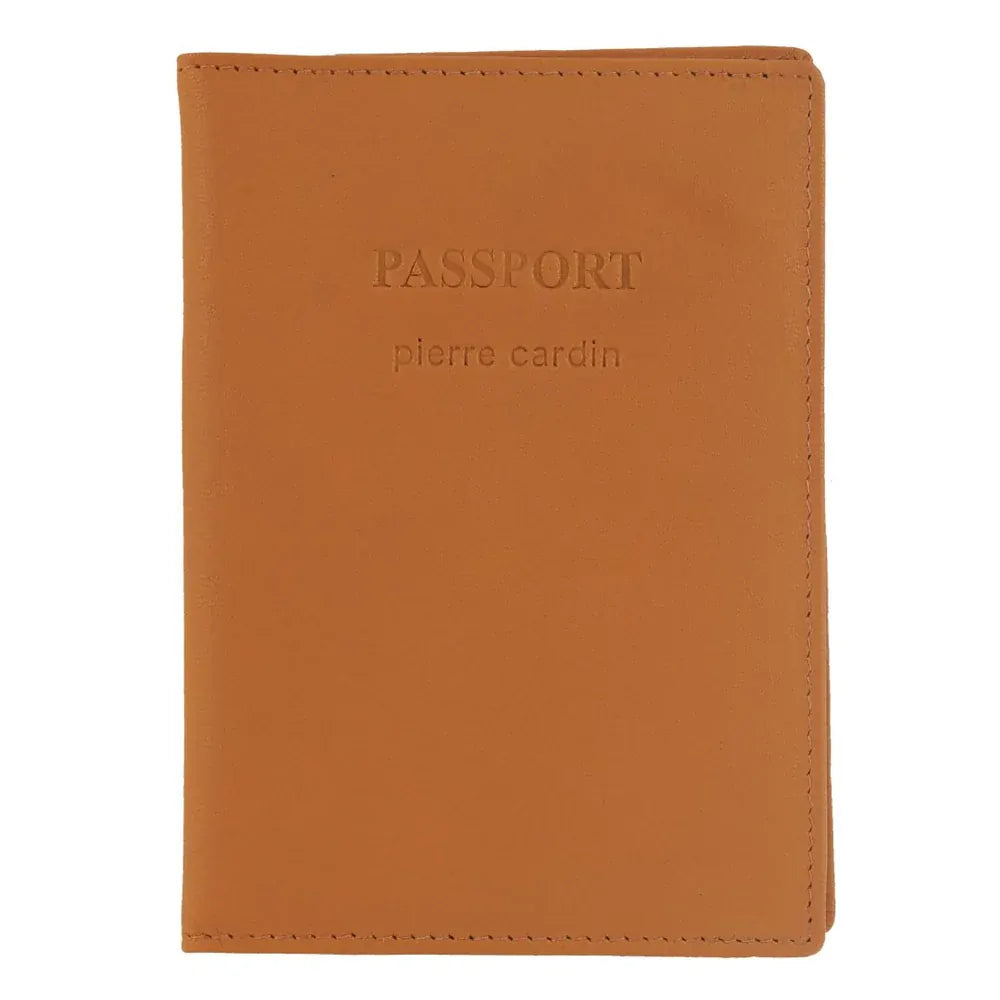 Pierre Cardin Leather Passport Wallet Cover in Apricot Orange
