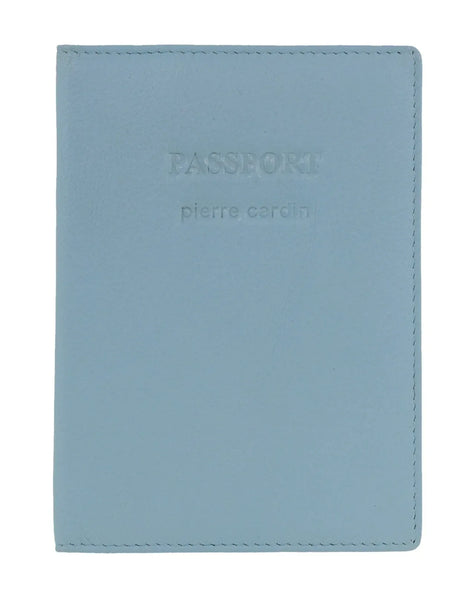 Pierre Cardin Leather Travel Passport Cover - Aqua (Slim RFID Blocking Holder)