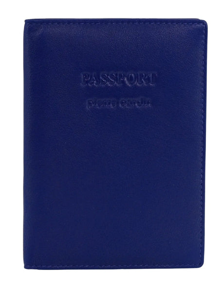 Pierre Cardin Leather Travel Passport Cover - Blue (Slim RFID Blocking Holder)