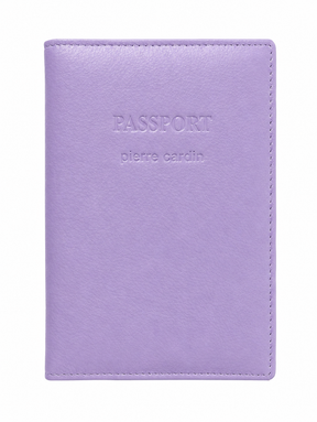 Pierre Cardin Leather Travel Passport Cover - Lilac (Slim RFID Blocking Holder)