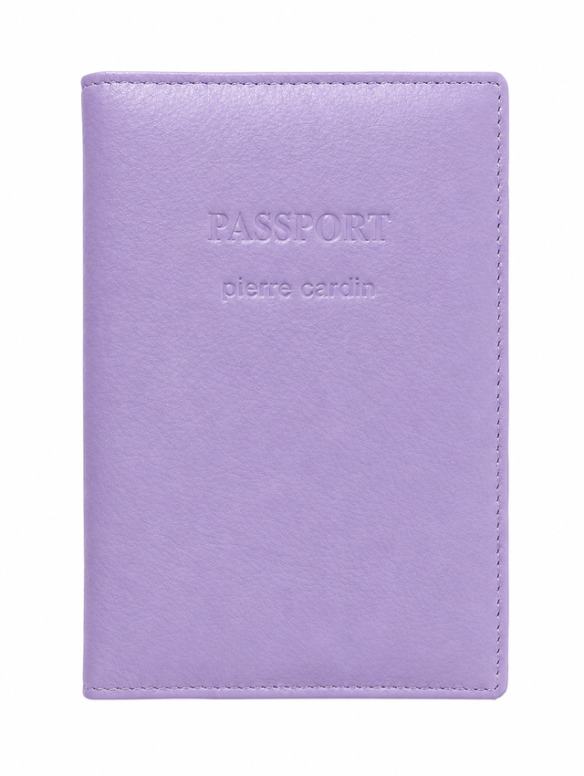 Pierre Cardin Leather Travel Passport Cover - Lilac (Slim RFID Blocking Holder)