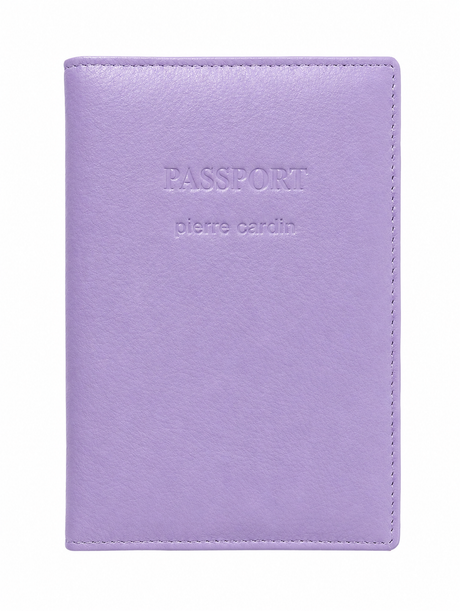 Pierre Cardin Leather Travel Passport Cover - Lilac (Slim RFID Blocking Holder)