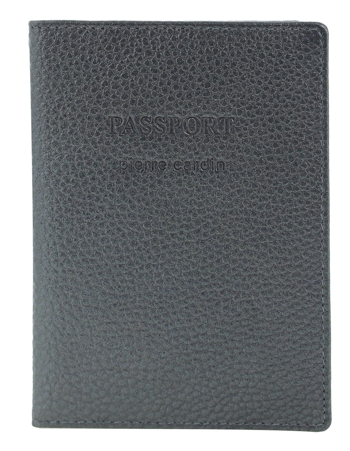 Pierre Cardin Leather Passport Wallet Cover in Metallic Grey