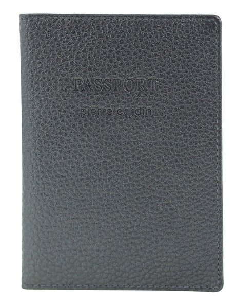 Pierre Cardin Leather Travel Passport Cover - Metallic Grey (Slim RFID Blocking Holder)