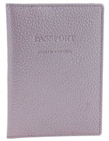 Pierre Cardin Leather Travel Passport Cover - Metallic Lilac (Slim RFID Blocking Holder)