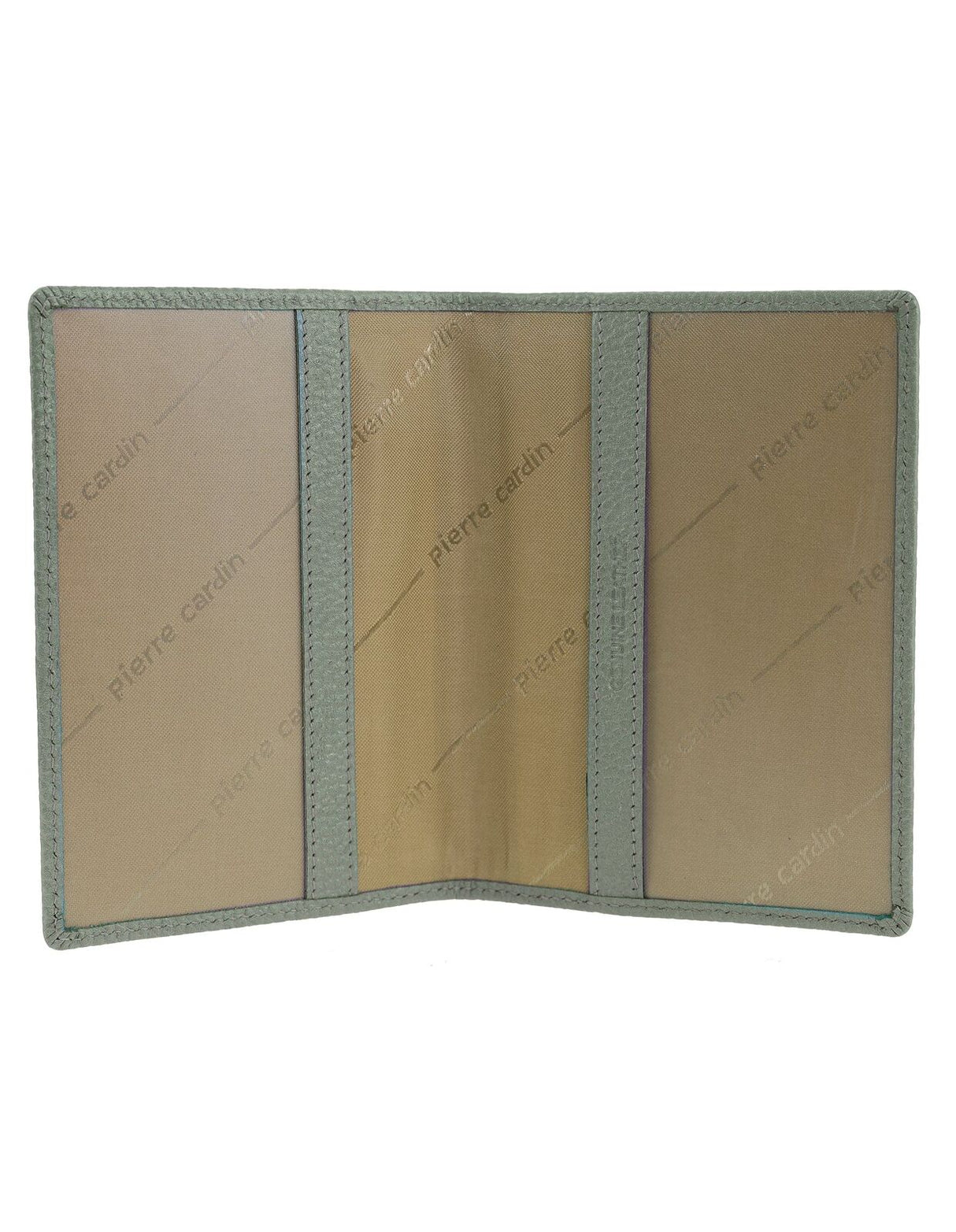Pierre Cardin Leather Travel Passport Cover - Metallic Sage (Slim RFID Blocking Holder)