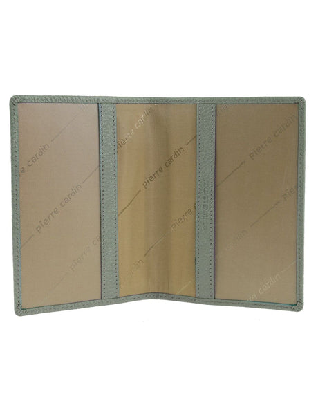 Pierre Cardin Leather Travel Passport Cover - Metallic Sage (Slim RFID Blocking Holder)