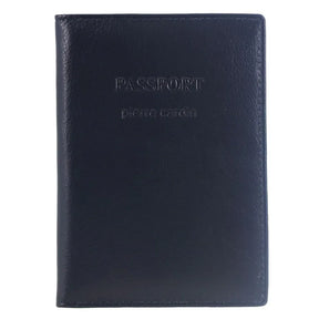 Pierre Cardin Leather Passport Wallet Cover in Navy
