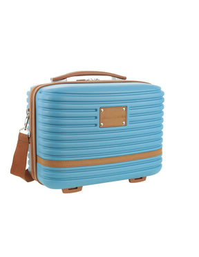 Pierre Cardin Beauty Case - Hard Shell Makeup Travel Organiser - Blue/Brown