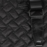 Pierre Cardin Womens Nylon Small Quilted Shoulder Tote Bag - Black