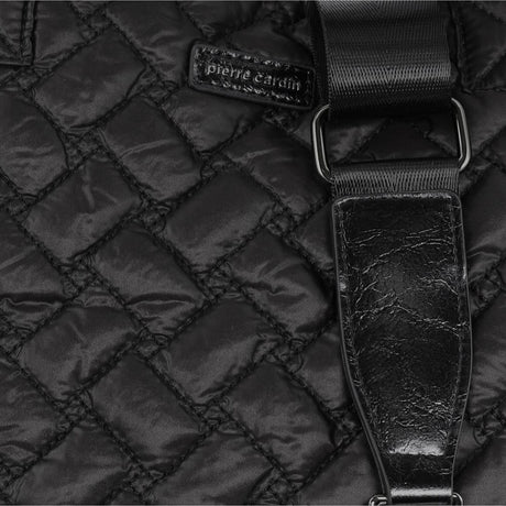 Pierre Cardin Womens Nylon Small Quilted Shoulder Tote Bag - Black