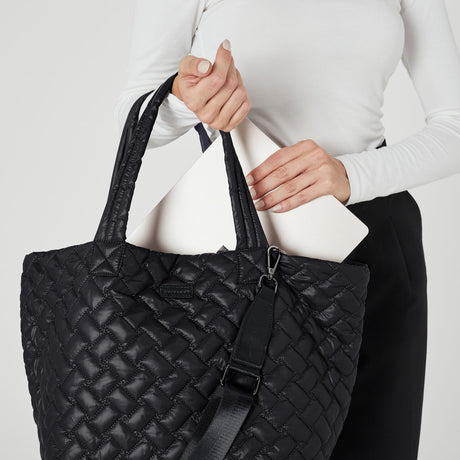 Pierre Cardin Womens Casual Nylon Padded Shoulder Tote Bag - Black