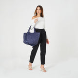 Pierre Cardin Womens Casual Nylon Padded Shoulder Tote Bag - Navy
