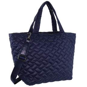 Pierre Cardin Womens Casual Nylon Padded Shoulder Tote Bag - Navy