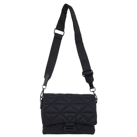 Pierre Cardin Ladies Nylon Quilted Textured Crossbody Bag - Black
