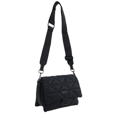 Pierre Cardin Ladies Nylon Quilted Textured Crossbody Bag - Black