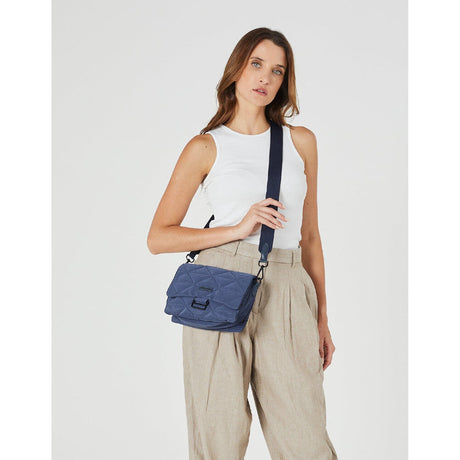 Pierre Cardin Ladies Nylon Quilted Textured Crossbody Bag - Navy