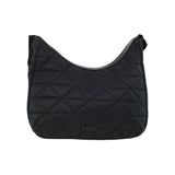 Pierre Cardin Womens Classic Nylon Geometric Quilted Shoulder Hobo Bag - Black