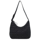 Pierre Cardin Womens Classic Nylon Geometric Quilted Shoulder Hobo Bag - Black