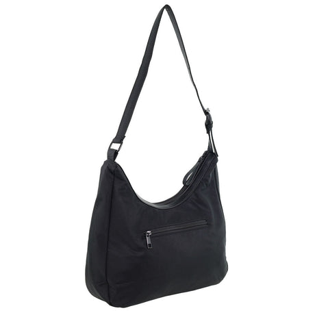 Pierre Cardin Womens Classic Nylon Geometric Quilted Shoulder Hobo Bag - Black