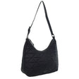 Pierre Cardin Womens Classic Nylon Geometric Quilted Shoulder Hobo Bag - Black