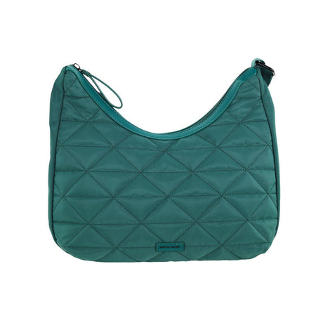 Pierre Cardin Womens Classic Nylon Geometric Quilted Shoulder Hobo Bag - Green