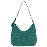 Pierre Cardin Womens Classic Nylon Geometric Quilted Shoulder Hobo Bag - Green