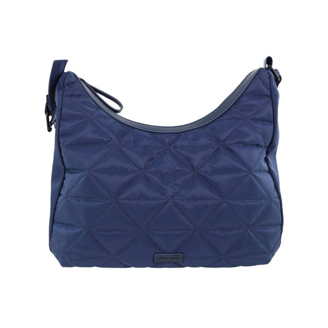 Pierre Cardin Womens Classic Nylon Geometric Shoulder Quilted Hobo Bag - Navy