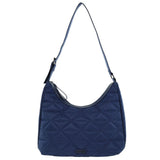 Pierre Cardin Womens Classic Nylon Geometric Shoulder Quilted Hobo Bag - Navy