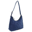 Pierre Cardin Womens Classic Nylon Geometric Shoulder Quilted Hobo Bag - Navy