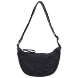 Pierre Cardin Ladies Nylon Crescent Quilted Crossbody Bag - Black
