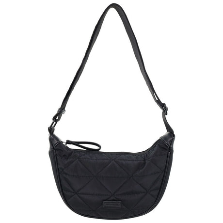 Pierre Cardin Ladies Nylon Crescent Quilted Crossbody Bag - Black