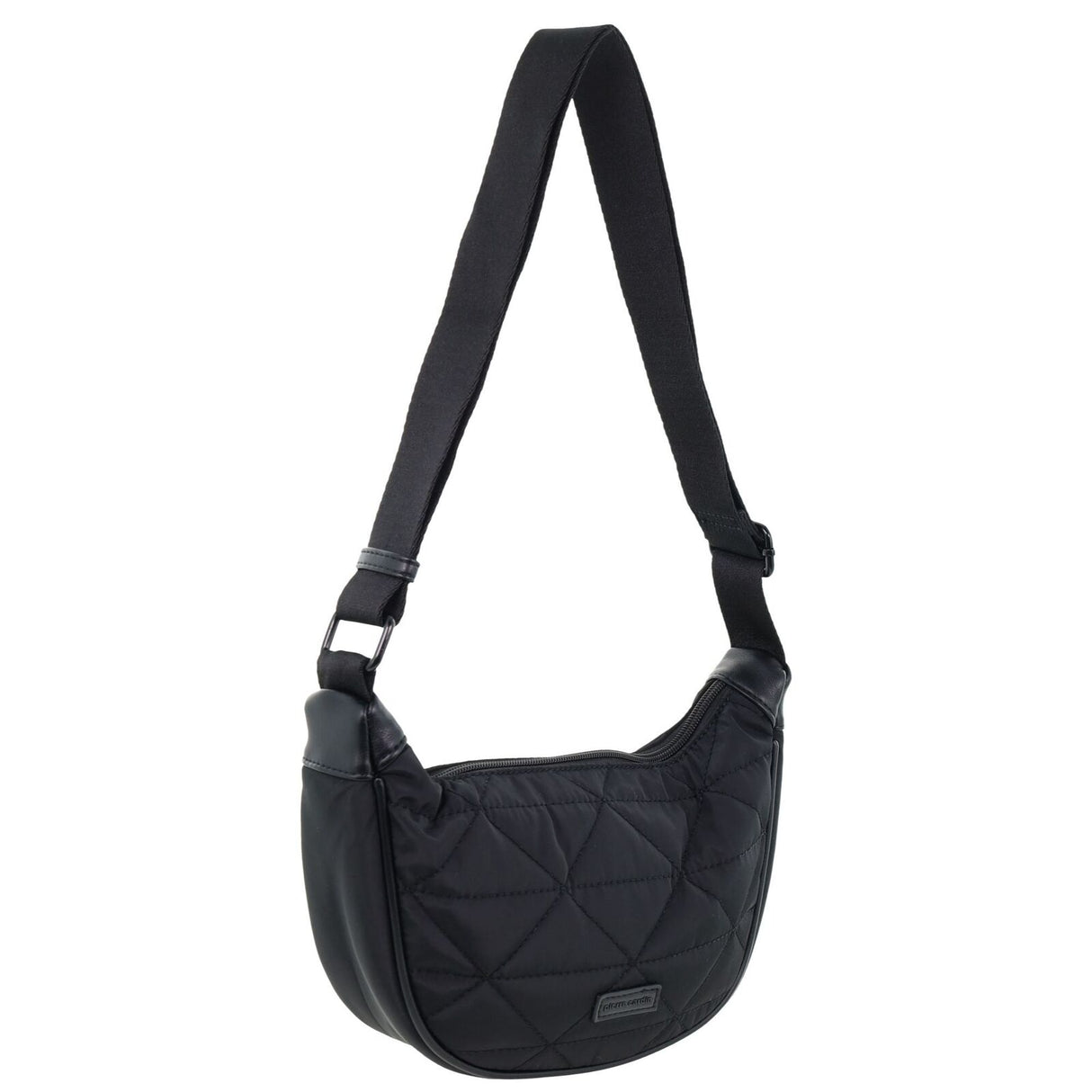 Pierre Cardin Ladies Nylon Crescent Quilted Crossbody Bag - Black