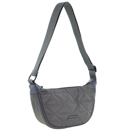 Pierre Cardin Ladies Nylon Crescent Quilted Crossbody Bag - Grey