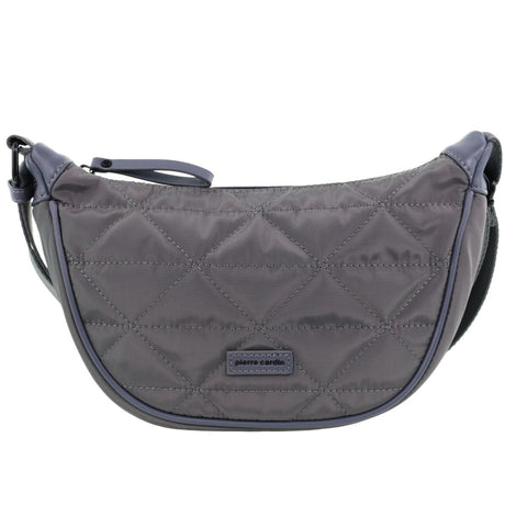 Pierre Cardin Ladies Nylon Crescent Quilted Crossbody Bag - Grey
