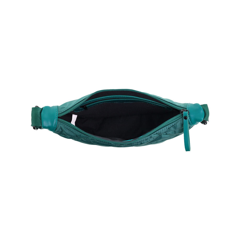 Pierre Cardin Ladies Nylon Crescent Quilted Crossbody Bag - Green