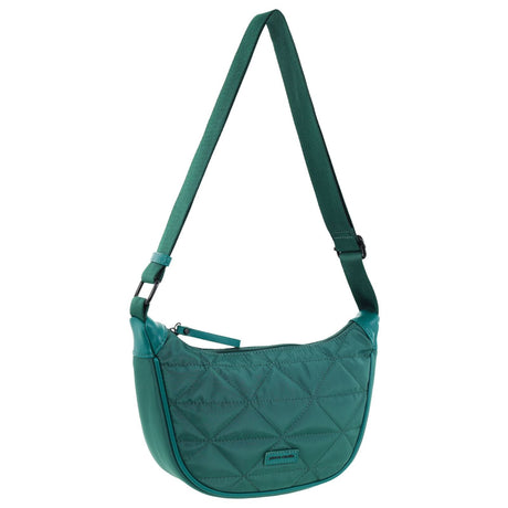 Pierre Cardin Ladies Nylon Crescent Quilted Crossbody Bag - Green