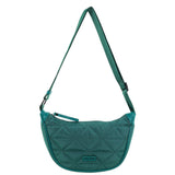 Pierre Cardin Ladies Nylon Crescent Quilted Crossbody Bag - Green