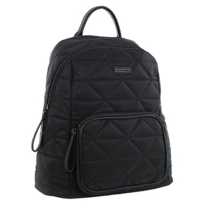 Pierre Cardin Nylon Quilted Casual Travel Backpack Bag - Black