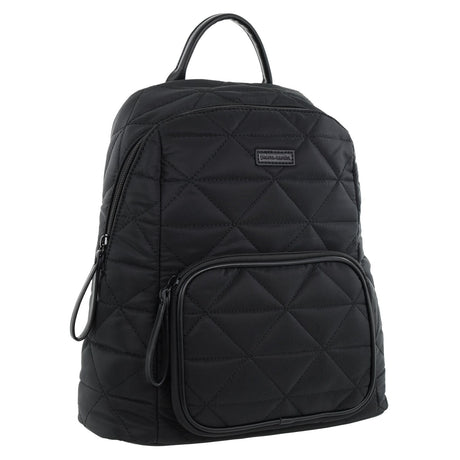 Pierre Cardin Nylon Quilted Casual Travel Backpack Bag - Black