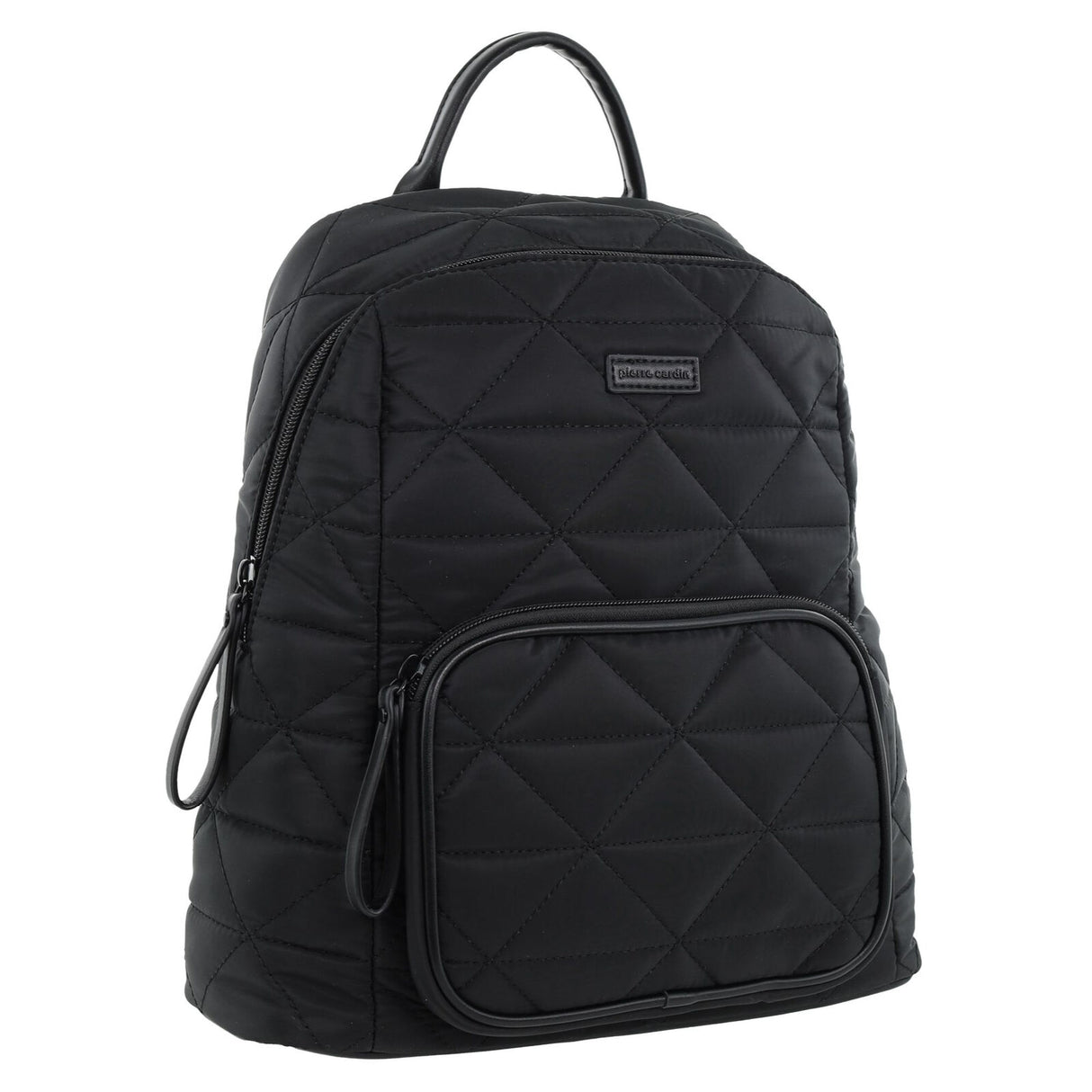 Pierre Cardin Nylon Quilted Casual Travel Backpack Bag - Black