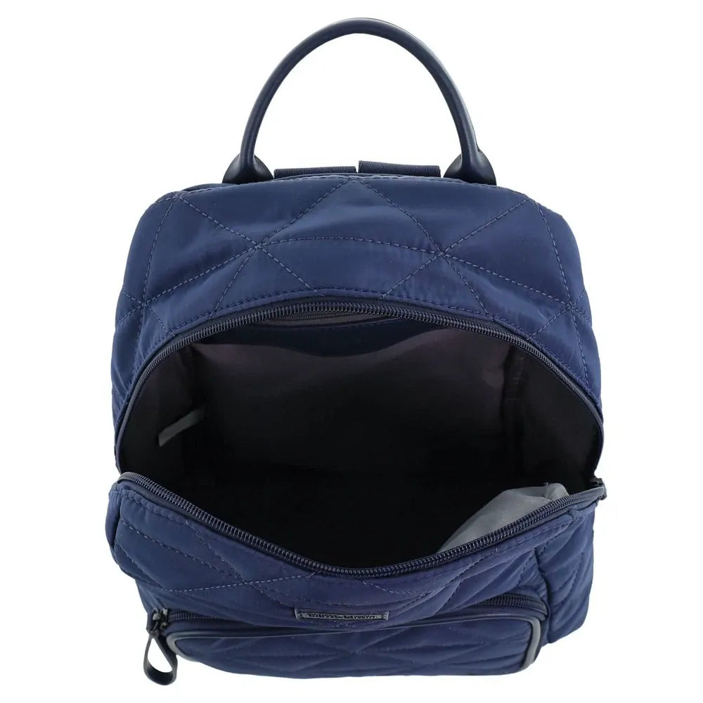 Pierre Cardin Nylon Quilted Casual Travel Backpack Bag - Navy