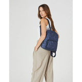 Pierre Cardin Nylon Quilted Casual Travel Backpack Bag - Navy