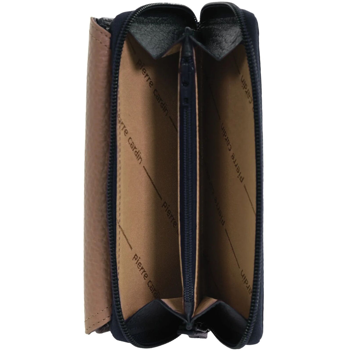 Pierre Cardin Ladies Tri-Fold Tab Wallet in Navy/Taupe